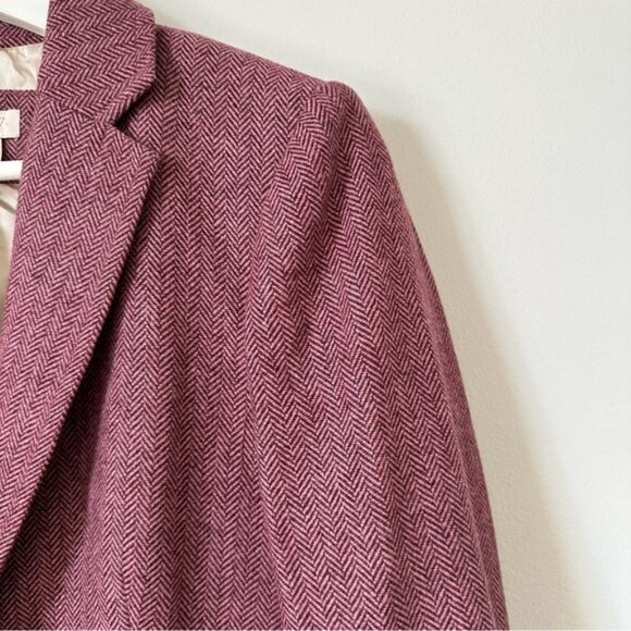 J. Crew Wool Blend Blazer With Elbow Patches In Maroon Size 8 - Picture 4 of 8